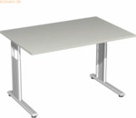 Geram&ouml;bel Schreibtisch Flex S-617102-LS 120x80x68-82cm lichtgrau/silbe