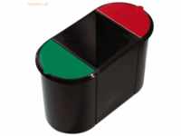 Helit Trio-System-Papierkorb 38l schwarz/rot/grün