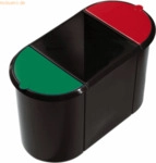 Helit Trio-System-Papierkorb 38l schwarz/rot/gr&uuml;n