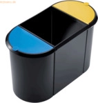 Helit Trio-System-Papierkorb 38l schwarz/blau/gelb