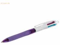 Bic Kugelschreiber 4-Farb mit Drücker weiß/violettlau transluzentgrün