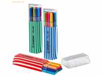 10 x Stabilo Fasermaler Pen 68 Single Pack Kunststoff-Box mit 15 Stift