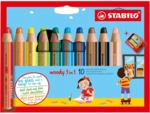 Stabilo Holzfarbstift woody 3 in 1 Kartonetui mit 10 Stiften und 1 Spi