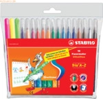 6 x Stabilo Fasermaler mit Dreikant-Griffzone Trio A-Z 0,7 mm Etui mit
