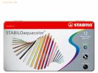 5 x Stabilo Aquarell-Buntstift Stabiloaquacolor Metalletui mit 12 Stif