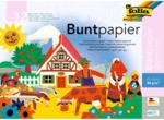 Folia Buntpapier Hefte gummiert 23x25cm 12 Blatt 12-farbig.