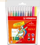 Stabilo Fasermaler mit Dreikant-Griffzone Trio A-Z 0,7 mm Etui mit 12