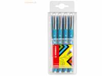 5 x Stabilo Tintenroller worker colorful blau Etui mit 4 Stiften