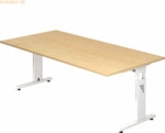 mcbuero.de Schreibtisch C-Fu&szlig; 200x100cm Ahorn/Wei&szlig;