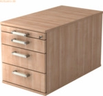 mcbuero.de Rollcontainer 80cm 3 Schub Schloss Chromgriff Nussbaum