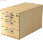 mcbuero.de Rollcontainer 80cm 3 Schub Schloss Chromgriff Ahorn