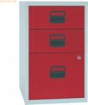 Bisley home H&auml;ngeregistraturschrank 3 Sch&uuml;be lichtgrau/kardinalrot