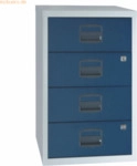 Bisley home Schubladenschrank 4 Sch&uuml;be 1-bahnig lichtgrau/oxfordblau