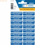 5 x HERMA Textetikett Kleinpackung Luftpost 12x40 mm blau VE=320 St&uuml;ck