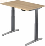 mcbuero.de Sitz-Steh-Schreibtisch elektrisch 120x80cm Eiche/Graphit-al