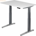 mcbuero.de Sitz-Steh-Schreibtisch elektrisch 120x80cm Wei&szlig;/Graphit-alu