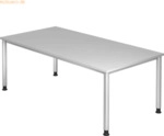 mcbuero.de Schreibtisch 4-Fu&szlig;-rund 200x100cm grau/Silber