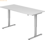 mcbuero.de Sitz-Steh-Schreibtisch elektrisch 180x80cm Wei&szlig;/Silber