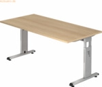 mcbuero.de Schreibtisch C-Fu&szlig; 160x80cm Eiche/Silber