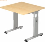 mcbuero.de Schreibtisch C-Fu&szlig; 80x80cm Ahorn/Silber