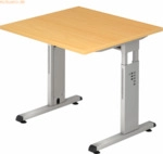 mcbuero.de Schreibtisch C-Fu&szlig; 80x80cm Buche/Silber