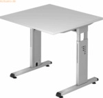 mcbuero.de Schreibtisch C-Fu&szlig; 80x80cm Grau/Silber