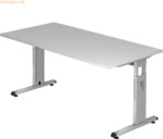 mcbuero.de Schreibtisch C-Fu&szlig; 160x80cm Grau/Silber