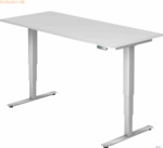 mcbuero.de Schreibtisch 180x80x62-127cm wei&szlig;/silber elektrisch h&ouml;henve