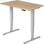 mcbuero.de Sitz-Steh-Schreibtisch elektrisch 120x80 -128,5cm Eiche/Sil