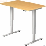mcbuero.de Schreibtisch 120x80x62-127cm Buche/silber elektrisch h&ouml;henv