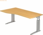 mcbuero.de Schreibtisch C-Fu&szlig; 180x100/80cm Buche/Silber