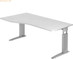 mcbuero.de Schreibtisch C-Fu&szlig; 180x100/80cm Wei&szlig;/Silber