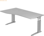 mcbuero.de Schreibtisch C-Fu&szlig; 180x100/80cm Grau/Silber
