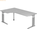 mcbuero.de Winkeltisch C-Fu&szlig; 200x120cm 90 Grad Grau/Silber