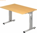 mcbuero.de Schreibtisch C-Fu&szlig; 120x80cm Buche/Silber