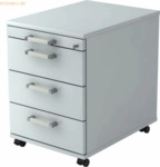 mcbuero.de Rollcontainer 58cm 3 Sch&uuml;be Schloss Chromgriff Grau
