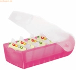 Han Lernkartei Croco A7 quer mit 5 St&uuml;tzen und 100 Karten pink/translu