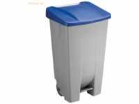 Sunware Abfallcontainer Kunststoff 120l grau mit blauem Deckel