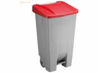 Sunware Abfallcontainer Kunststoff 120l grau mit rotem Deckel