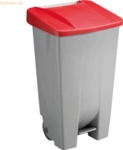 Sunware Abfallcontainer Kunststoff 120l grau mit rotem Deckel