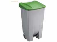 Sunware Abfallcontainer Kunststoff 120l grau mit grünem Deckel
