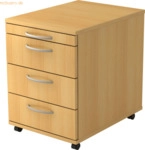 mcbuero.de Rollcontainer 58cm 3 Sch&uuml;be Bogengriff Buche