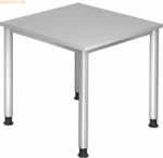 mcbuero.de Schreibtisch 4-Fu&szlig;-rund 80x80cm Grau/Silber