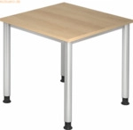 mcbuero.de Schreibtisch 4-Fu&szlig;-rund 80x80cm Eiche/Silber