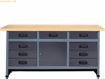 NORDWEST Handel Werkbank 19870 1700x600x840mm 9 Schubladen