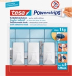 6 x Tesa Klebehaken Powerstrips S Eckig Kunststoff Wei&szlig; VE=3 St&uuml;ck