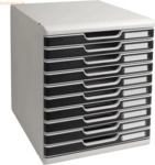 Exacompta Schubladenbox Modulo A4 10 F&auml;cher Classic lichtgrau/schwarz