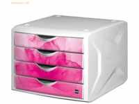 Helit Schubladenbox Chameleon A4-C4 4 Schubladen geschlossen weiß/pink
