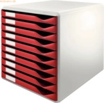 Leitz B&uuml;robox BxHxT 291x292x352mm 10 Schubladen bordeaux