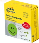 Avery Zweckform Bewertungspunkte auf Rolle Motiv Gesicht 19mm gr&uuml;n/sch